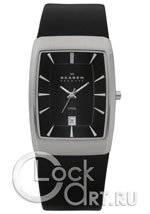 Мужские наручные часы Skagen Leather Rectangular 690LSLB