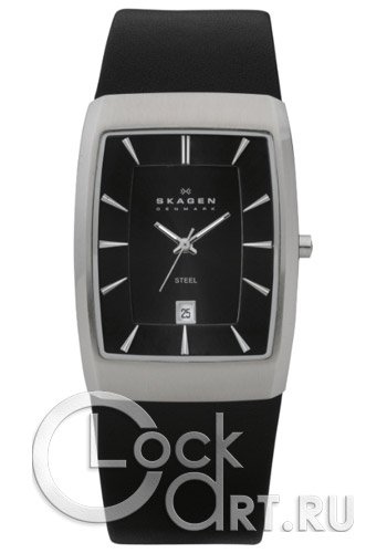 Мужские наручные часы Skagen Leather Rectangular 690LSLB